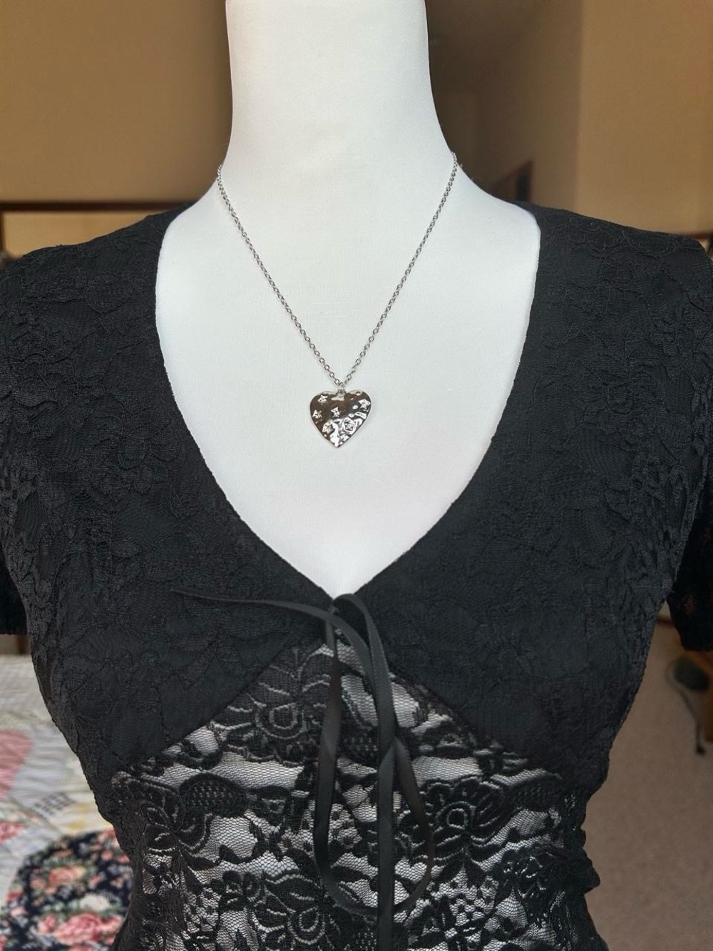 Silver Heart Pendant Necklace - Women's Jewelry